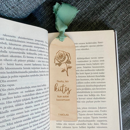 Trä bokmärke för en lärare | Ditt namn och text