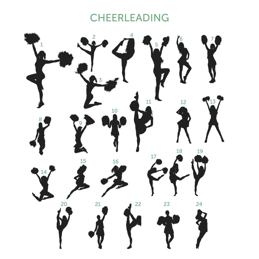 Puinen mitaliteline cheerleading siluetti