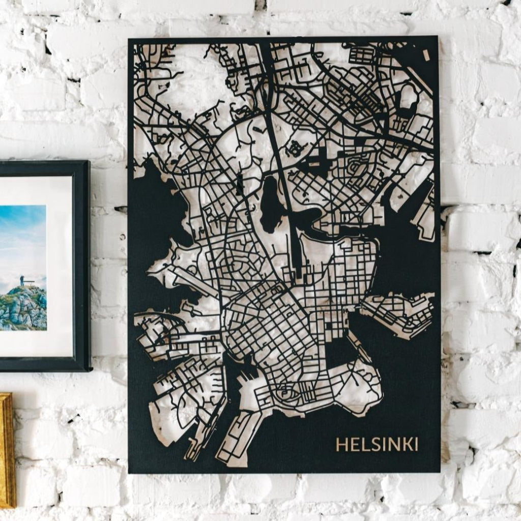Puinen sisustuskarta | Eco Decor Oy - puiset Sisustustaulu kartta Helsinki - puiset karttajulisteet 